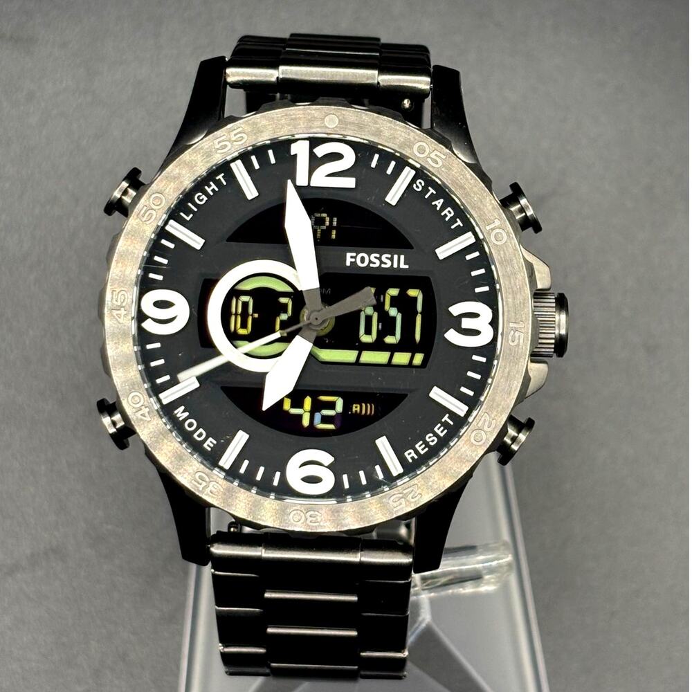 Fossil Nate JR1491 Analog Digital 50mm Gunmetal Men’s Watch 10 ATM
